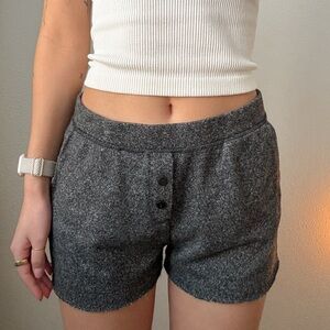 Heathered Charcoal Button-Front Pajama Shorts